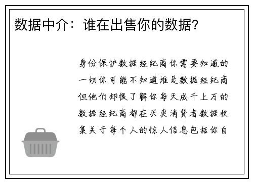 数据中介：谁在出售你的数据？